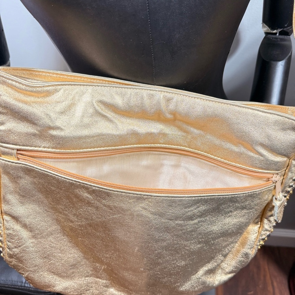 Gold Studded Leather Shoulder Bag - Picture 5 of 15
